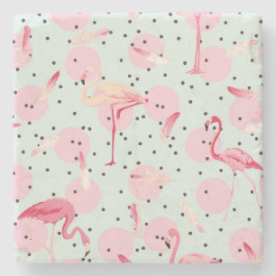 Dessous-de-verre En Pierre Plumes de Flamant rose sur le pois 2