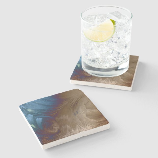 Dessous-de-verre En Pierre Plumes d'or (Côté)