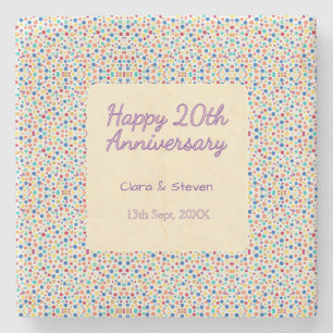 Dessous-de-verre En Pierre points de polka arc-en-ciel 20e anniversaire viole