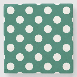 Dessous-de-verre En Pierre Pois blancs sur vert sauge