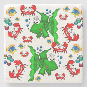 Dessous-de-verre En Pierre Poisson Dessous de verre en pierre de marbre