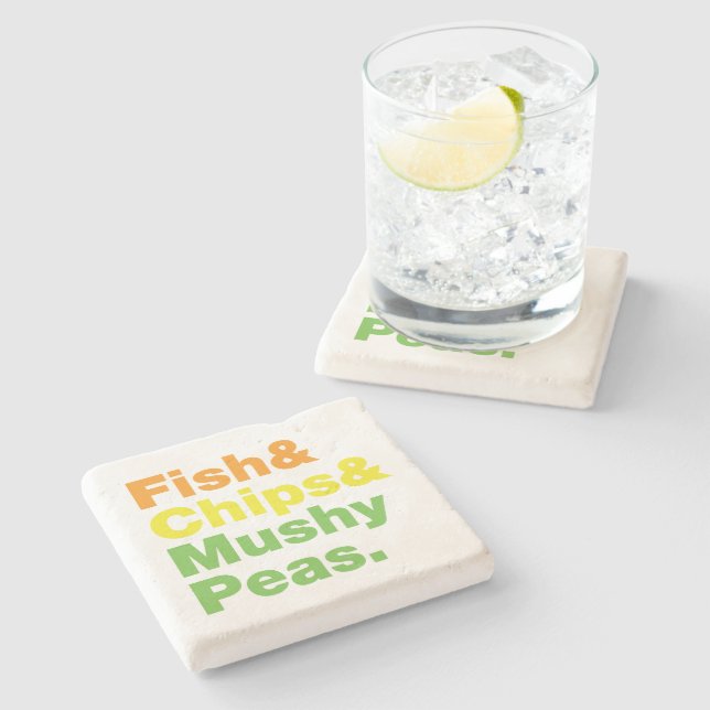 Dessous-de-verre En Pierre Poissons & Chips & Pois Musqués. (Côté)