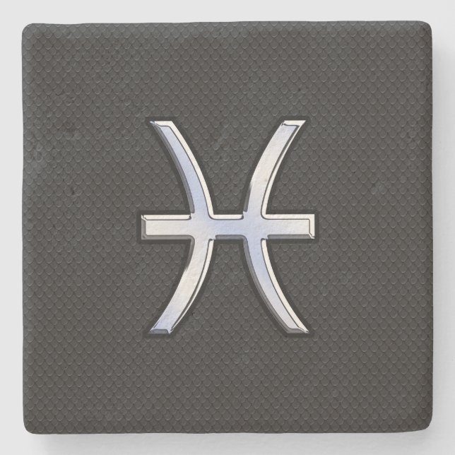 Dessous-de-verre En Pierre Poissons modernes signe Zodiac serpent noir style  (Devant)