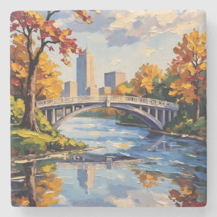 Dessous-de-verre En Pierre Pont blanc d'Indianapolis sur la rivière White