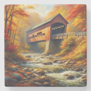 Dessous-de-verre En Pierre pont couvert d'automne classique