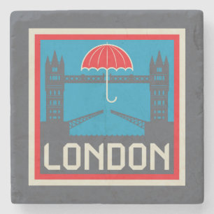Dessous-de-verre En Pierre Pont de Londres avec parapluie