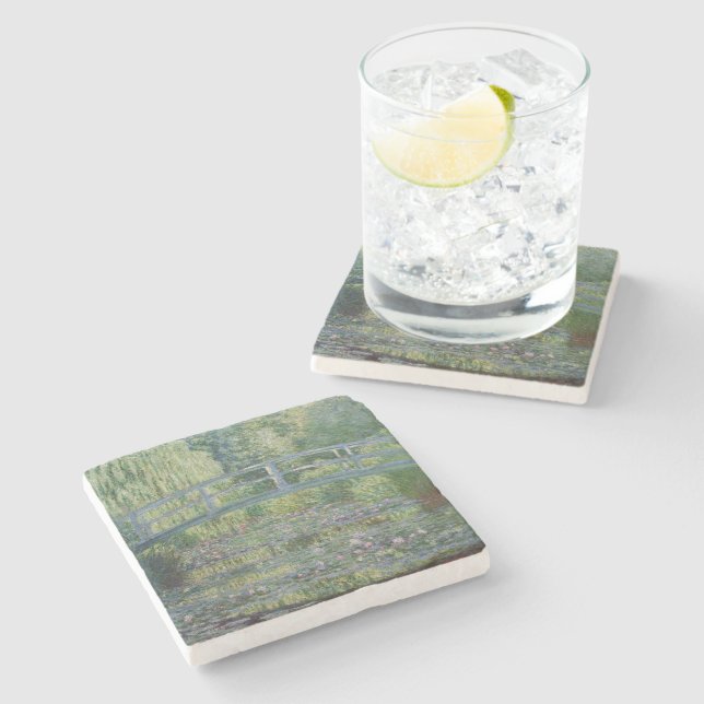 Dessous-de-verre En Pierre Pont nénuphar et japonais (Côté)