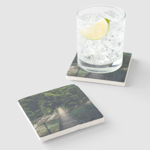 Dessous-de-verre En Pierre Pont suspendu simple rivière Idrijca, Slovénie
