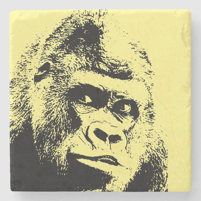 Dessous-de-verre En Pierre Pop Art Gorilla (Devant)