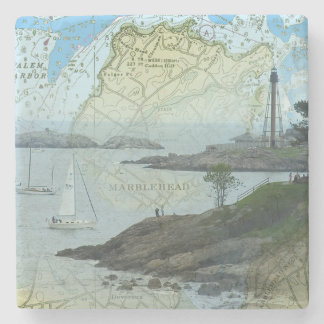 Dessous-de-verre En Pierre Port de Marblehead Massachusetts avec voiliers