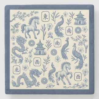 Dessous-de-verre En Pierre Porte-verre en pierre Toile Mahjong de l'année du