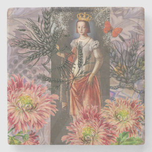 Dessous-de-verre En Pierre Portrait de femme Vierge Antique Coloré Riche