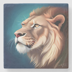Dessous-de-verre En Pierre Portrait de lion posé de côté-56557