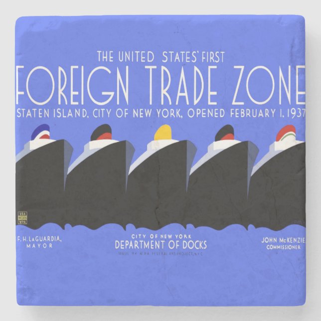 Dessous-de-verre En Pierre Poster Art Déco des paquebots de croisière vintage (Devant)