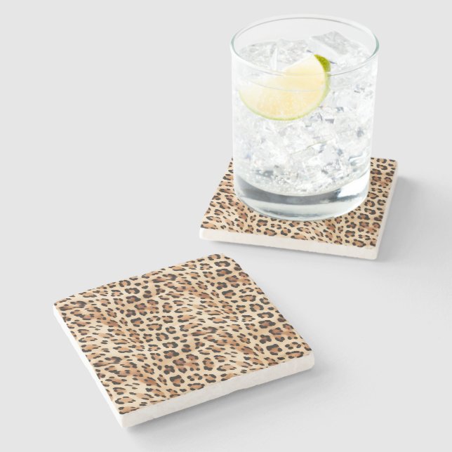 Dessous-de-verre En Pierre Poster de animal Leopard de crème (Côté)