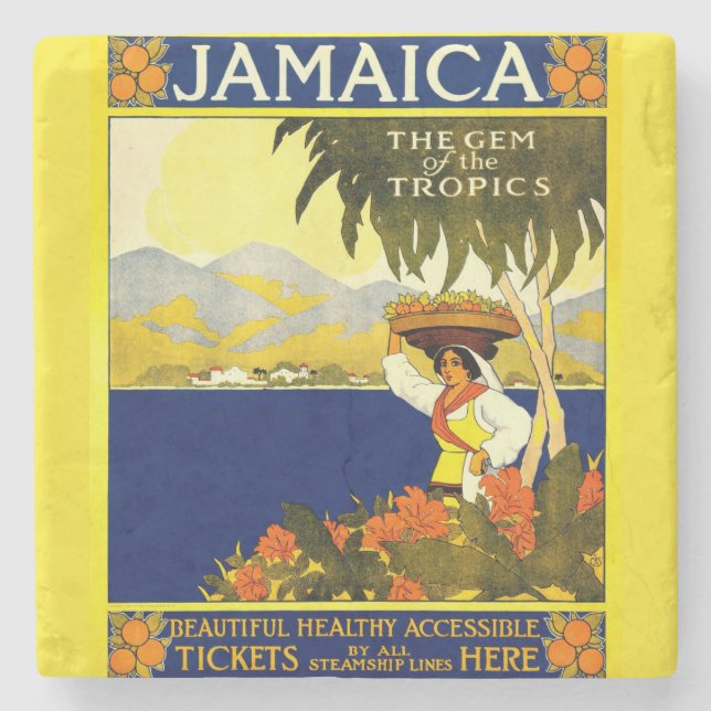 Dessous-de-verre En Pierre Poster jamaïcain jaune (Devant)