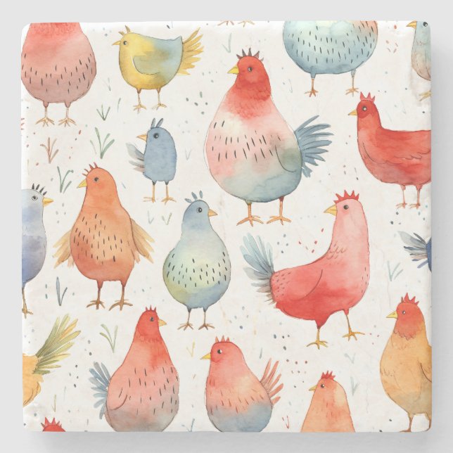 Dessous-de-verre En Pierre Poulets d'élevage (Devant)