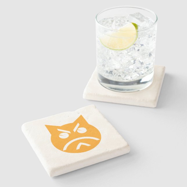 Dessous-de-verre En Pierre Poussage Emoji Chat (Côté)