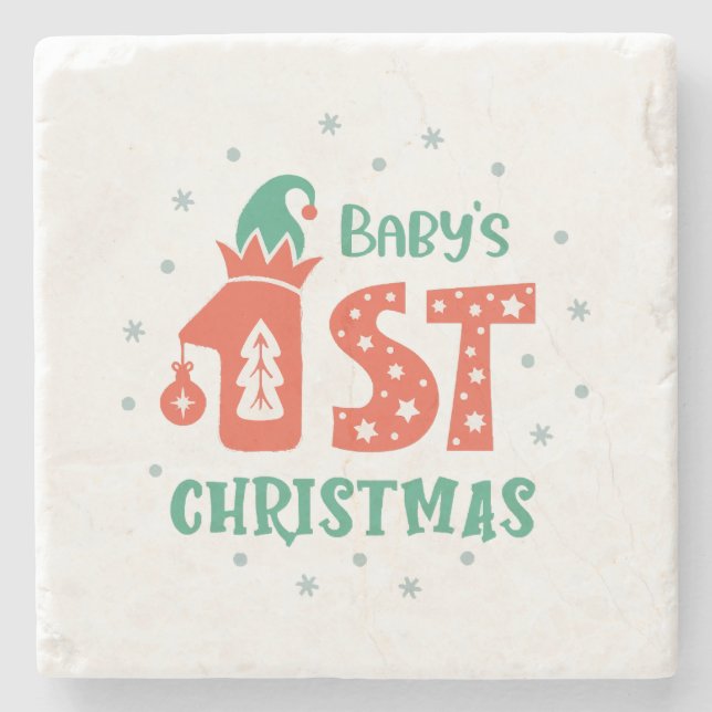 Dessous-de-verre En Pierre Premier Noël du bébé (Devant)