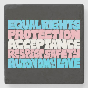 Dessous-de-verre En Pierre PRIDE Trans droits mot art drapeau LGBT offre cade