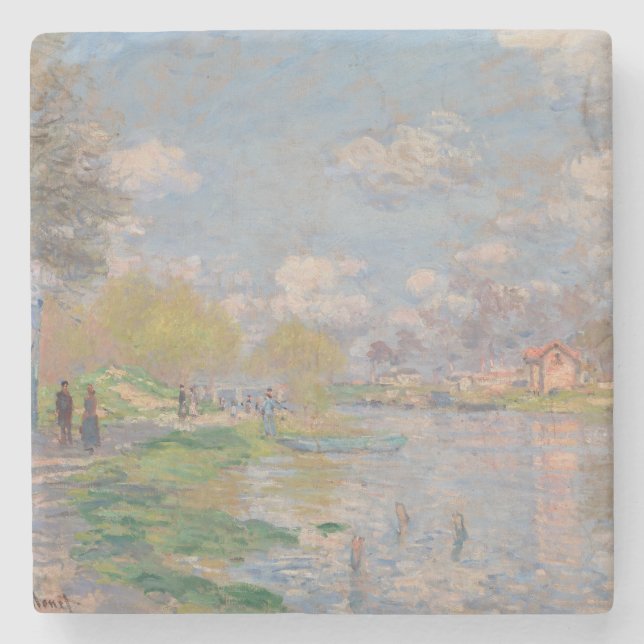Dessous-de-verre En Pierre Printemps sur la Seine par Monet Impressionniste (Devant)