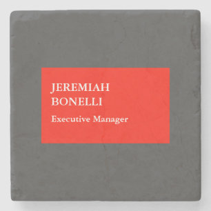 Dessous-de-verre En Pierre Professionnel gris minimaliste moderne votre nom