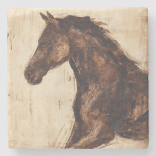 Dessous-de-verre En Pierre Profil de cheval sauvage Brown