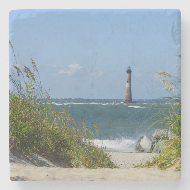 Dessous-de-verre En Pierre Promenade du phare de Morris Island (Devant)