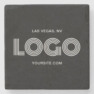 Dessous-de-verre En Pierre Promo de logo rectangulaire moderne noir et blanc