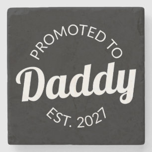 Dessous-de-verre En Pierre Promu Papa 2027 Nouveau Papa Cadeau Baby Shower Je