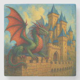 Dessous-de-verre En Pierre Protecteur de château de dragon médiéval