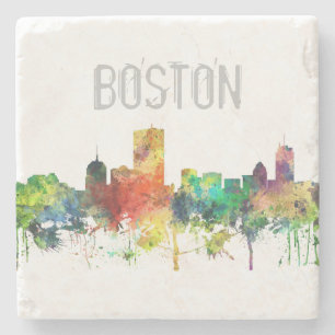 DESSOUS-DE-VERRE EN PIERRE PS D'HORIZON DE MASSACHUSETTS DE BOSTON -