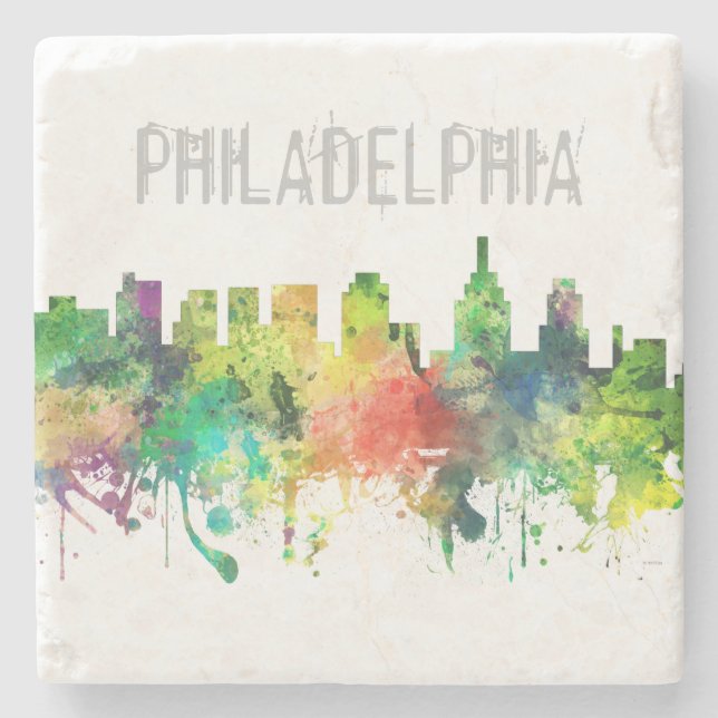 DESSOUS-DE-VERRE EN PIERRE PS D'HORIZON DE PHILADELPHIE PENNSYLVANIE - (Devant)