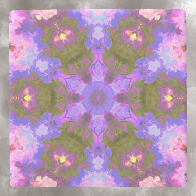 Dessous-de-verre En Pierre Psychédélique Mandala Fleur violet et bleu (Créateur téléchargé)