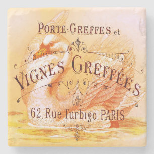 Dessous-de-verre En Pierre Publicité Vintage sur la vigne viticole français