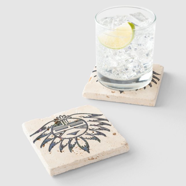 Dessous-de-verre En Pierre Pueblo Sun Native American (Côté)