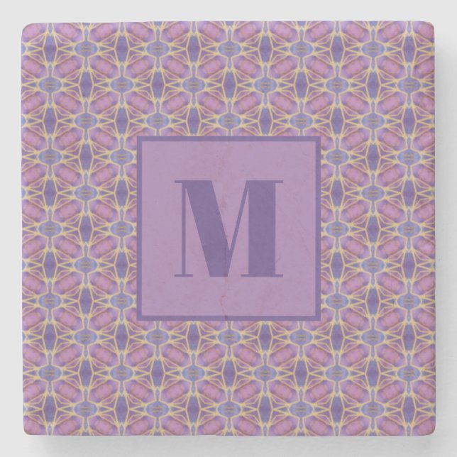 Dessous-de-verre En Pierre Purple and Lavender Initial Stone Coaster (Devant)