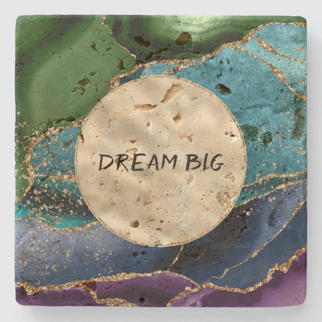 Dessous-de-verre En Pierre Purple Gold Aqua Green Glitz (Devant)