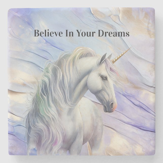 Dessous-de-verre En Pierre Purple Gold Dream Unicorn (Devant)