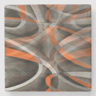 Dessous-de-verre En Pierre Quatre-vingts Vibes Brûlées orange et gris