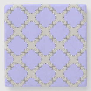 Dessous-de-verre En Pierre Quatrefoil periwinkle et gris