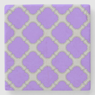 Dessous-de-verre En Pierre Quatrefoil violet et gris