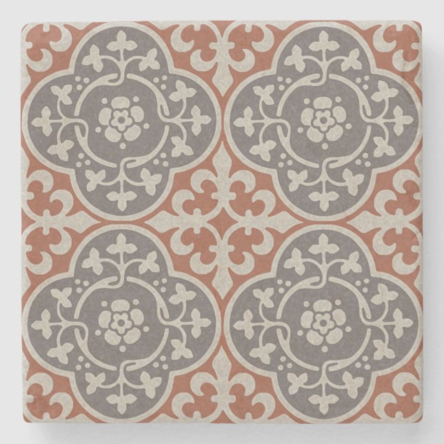 Dessous-de-verre En Pierre Quatrefoils floraux médiévaux (Devant)