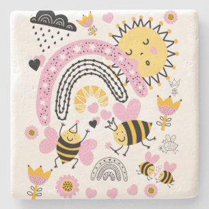Dessous-de-verre En Pierre Queen BEES Cute BFF, Baby Girl, Girly Toxits Rose