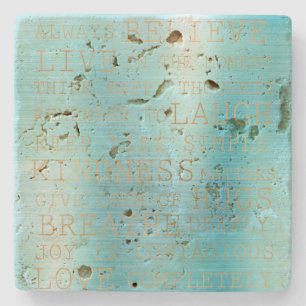 Dessous-de-verre En Pierre Quotes d'or Inspirational Aqua Stripe