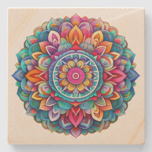 Dessous-de-verre En Pierre Rainbow Mandala