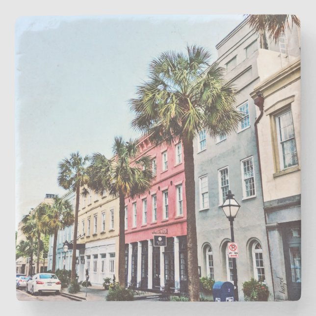 Dessous-de-verre En Pierre Rainbow Row, Charleston, (Devant)