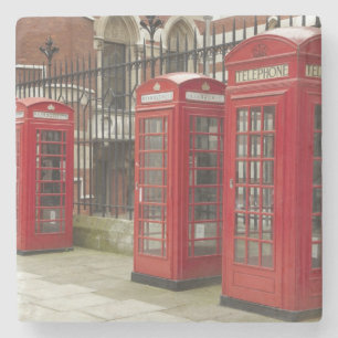 Dessous-de-verre En Pierre Rangée de boîtes téléphoniques à l'arrière d