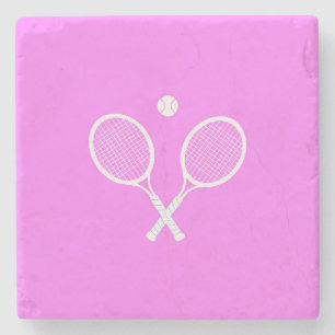 Dessous-de-verre En Pierre Raquettes de Tennis et Ball Party rose