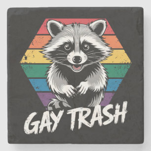 Dessous-de-verre En Pierre Raton laveur gay poubelle Fierté LGBTQ Vintage